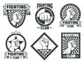 Fighting club mma lucha libre vintage vector emblems labels badges logos