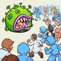 A large group of doctors and nurses fighting corona virus