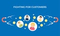 Fighting for customers vector flat illustration
