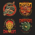 Fighting dragon colorful set sticker