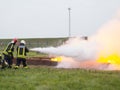 Fighting fire with a powder extinguisher