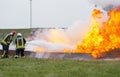 Fighting fire with a powder extinguisher