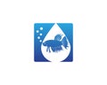 Fighting fish in aquarium logo vector illustration