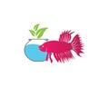 Fighting fish in aquarium logo vector illustration