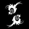 fighting fish ink blot cartoon white on black