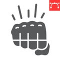 Fighting game glyph icon, video games and fight club, fist sign vector graphics, editable stroke solid icon, eps 10.