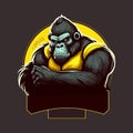 Fighting Gorilla, esports mascot design, gaming logo template, illustration