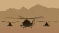 fighting helicopters in attack. Royalty Free Stock Photo