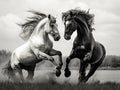 Ai Generated illustration Wildlife Concept of Fighting horses Royalty Free Stock Photo