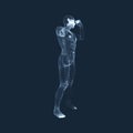 Fighting Man. 3D Model of Man. Human Body Model. Body Scanning. View of Human Body.