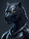 Fighting panther in the style of Iron Man. Generative AI