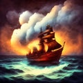 Fighting pirates ships Royalty Free Stock Photo