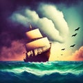Fighting pirates ships Royalty Free Stock Photo