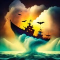 Fighting pirates ships Royalty Free Stock Photo