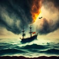 Fighting pirates ships Royalty Free Stock Photo