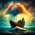 Fighting pirates ships Royalty Free Stock Photo