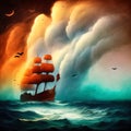 Fighting pirates ships Royalty Free Stock Photo