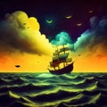 Fighting pirates ships Royalty Free Stock Photo