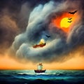 Fighting pirates ships Royalty Free Stock Photo