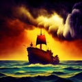 Fighting pirates ships Royalty Free Stock Photo