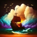 Fighting pirates ships Royalty Free Stock Photo