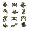 Fighting Robots Isometric Icons