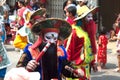 Portrait of fighter show of villager warriors Aung-Gor on the street in city during the Chinese New Year celebrations.