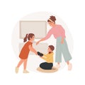 Fighting siblings isolated cartoon vector illustration.