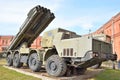 Fighting vehicle 9A52 300-mm multiple rocket launchers Smerch 9K58. Royalty Free Stock Photo