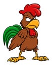 Angry chicken cartoon illustration. Isolated image on white background. Rooster farm animal mascot