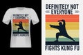 Fights Kungfu With Silhouette Vintage Retro T-Shirt Design