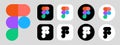 Figma logo icon set, online interface development and prototyping service with the possibility of organizing collaboration Royalty Free Stock Photo