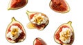 Figs with cream and honey isolated on white background isolated on white background Royalty Free Stock Photo