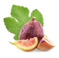 Figs with fig leaves on white background Royalty Free Stock Photo