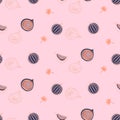 Figs fruit hot pink seamless vector pattern.