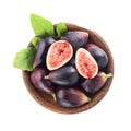 Figs fruits in wooden plate Royalty Free Stock Photo