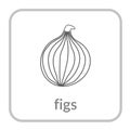 Figs icon. Gray outline flat sign, isolated white background. Symbol of health nutrition, eco food fruit. Contour linear