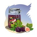 Figs jam in the jar.