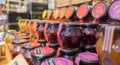 Figs and other fruits jam for sale at store in Provence region