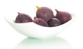 Figs on plate on white background. Royalty Free Stock Photo
