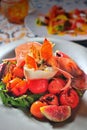 Figs Prosciutto Burrata Tomato Cheese salad appertizer