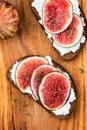 Figs and ricotta cheese rye bread toast Royalty Free Stock Photo