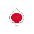 Figs simple icon. Vegan logo template, minimalism style. Half bush fruit vector illustration on white background.