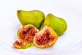 Figs on the white plate, jam cooking process. Royalty Free Stock Photo