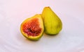 Figs on the white plate, jam cooking process. Royalty Free Stock Photo