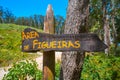 Figueiras nudist beach road sign in Islas Cies island Royalty Free Stock Photo