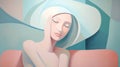 Serene Atmosphere: Figurative Art With Pastel Colors And Minimalist Style