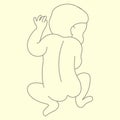 figure of a baby lying on his stomach linear illustration