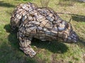 The figure of a bear made of stones