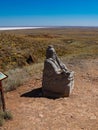 The figure of the Buddhist deity - the White Elder - at the ascent of the mountain Big Bogdo